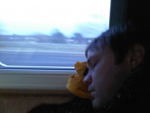 Sean getting a little zzzz's on the ride........